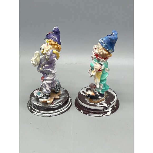 collectible clown set of 2 figurines plastic cards floral ball  6" tall READ - Picture 5 of 5